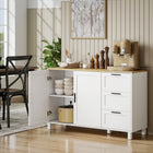 HOMCOM Modern 47.2" L Sideboard Buffet Cabinet with Soft-Close Doors - White-Three drawers keep napkins and tableware neatly stored