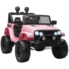 Aosom 12V Kids Ride-On Off-Road Toy Truck - Pink-Comes with a parental remote control allowing parents to control the ride-on car from a distance 