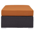 Modway Convene Outdoor Patio Fabric Rectangle Ottoman - Espresso/Orange-Machine Washable Cushion Covers