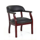 Nicer Furniture Traditional Captain's Chair - Black Vinyl Leather-Versatile, classically styled arm chair for deskside, office, lounge, or conference room