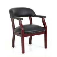 Nicer Furniture Traditional Captain's Chair - Black Vinyl Leather-Versatile, classically styled arm chair for deskside, office, lounge, or conference room