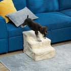 PawHut 3-Step Pet Stairs - Beige-Removable cover for easy washing by hand or machine 