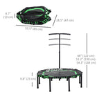 Soozier 48" Silent Mini Trampoline with Adjustable Handle Bar - Green-Heavy duty steel frame and elastic string are built to withstand years of bouncing 