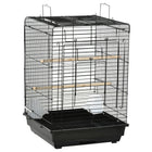 PawHut 23" H Bird Cage with Open Play Top and Feeding Bowl Perch - Black-Interactive bird cage encourages physical activity and mentally stimulates your pet parakeet 