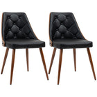 HOMCOM Modern Dining Chairs with Solid Wood Back & Steel Legs - Black - Set of 2-Packaged in a set of 2 for dinner, conversation and more