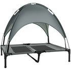 PawHut Portable Dog Cot with Canopy - Grey-Elevated off the ground for comfort and to allow airflow on all sides 