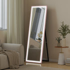 HOMCOM LED Full Length Mirror with 3 Colour Lighting - 21" W x 64" H - Pink-Material: Tempered Glass, MDF 