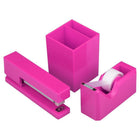 JAM Paper Desk Trio Stapler, Tape Dispenser & Pen Holder Pack - Pink Fuchsia-Colour: Fuchsia Pink