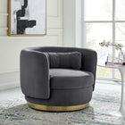 Modway Relish Performance Velvet Swivel Chair - Gold Grey-Performance Velvet Upholstery