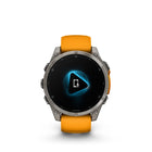 Garmin fēnix 8 - AMOLED Outdoor Recreation/Adventure Watches - 47 mm - Sapphire, Titanium with Spark Orange/Graphite Silicone Band-Navigate the outdoors with superior positioning accuracy, thanks to multi-band GPS with SatIQ™ technology plus built-in sensors for 3-axis compass, gyroscope and barometric altimeter