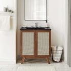 Modway Soma 30" Bathroom Vanity - Walnut/Black-Metal Doorknobs