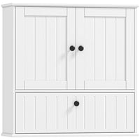 HOMCOM Farmhouse Bathroom Wall Cabinet with Adjustable Shelf - White-Upper and lower cabinets for organized storage