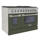 Kucht 48" KDF Series Pro Style Propane Ready Dual Fuel Range - Stainless Steel/Olive Green-Product dimensions 27.75" L x 48" W x 36" H