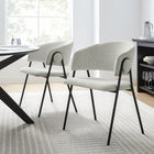Modway Nella Upholstered Heathered Chenille Dining Chairs - Newsprint/Black - 2 Pack-Tapered Metal Legs