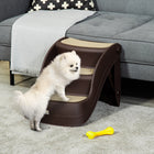 PawHut Foldable 3-Step Pet Stairs with Non-slip Treads - Brown-Lightweight and stable design, making it easy to carry and move 