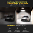 Bell+Howell Highburst LED High Bay Shop Light - 6000 Lumens-600% brighter: emits a light that's 600% brighter than a traditional 60-Watt light bulb, featuring 216 bright LED lights with a total of 6,000 Lumen, this light has enough power to light up entire garages, basements, workshops, boiler rooms, attics and more