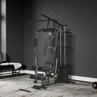 Soozier Multifunction Home Gym Equipment with 100 lb Weight Stack - Black-Equipment with 4 roller padding and a fully functional leg developer for a comfortable strength-training experience 