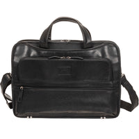 Mancini Buffalo Triple Compartment Briefcase for 15.6" Laptop / Tablet - 16.75" x 4.5" x 12.25" - Black-Accommodates up to 15.6" laptops