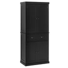 HOMCOM 72" H Tall Kitchen Pantry Cabinet with Drawer - Black-Elegant modern design with beadboard panels and antique handles 