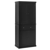 HOMCOM 72" H Tall Kitchen Pantry Cabinet with Drawer - Black-Elegant modern design with beadboard panels and antique handles 