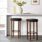 Modway Fable Boucle Fabric Bar Stools - Walnut Charcoal - Set of 2-Boucle Fabric Upholstery