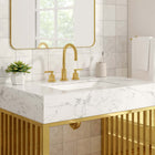 Modway Gridiron 36" Bathroom Vanity - White/Gold-8" Centerset Faucet Holes