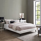 Modway Helen Vinyl Queen Bed Frame with Round Splayed Legs - White-Upholstered in Vinyl