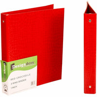 JAM Paper Premium Crocodile Textured 3 Ring Binders, 1 Inch, Red, Sold Individually (751CRE)-Red