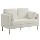 HOMCOM 55" Loveseat Sofa with Pillows - Cream White-Features soft corduroy fabric, providing cozy, comfortable seating