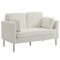 HOMCOM 55" Loveseat Sofa with Pillows - Cream White-Features soft corduroy fabric, providing cozy, comfortable seating