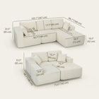 HOMCOM - Canapé sectionnel modulaire en forme de L avec assise profonde - blanc crème-Les assises extra-profondes offrent de l’espace pour se détendre ou se blottir   