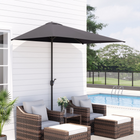 Outsunny Half Patio Umbrella with 5 Ribs - 8' - Grey-Stands flush against a wall or glass door