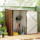Outsunny 3' x 3' Lean-to Garden Storage Shed - Teak-Steel structure, resistant to rust  

