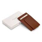 Champs Onyx Leather Mag Card Case - Brown-Magnetic money clip