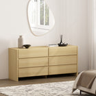 Manhattan Comfort Linda 72" Modern 6-Drawer Double Dresser - Natural Oak-Includes 6 Spacious Drawers with .75 Extension