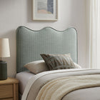 Modway Athena Striped Fabric Upholstered Twin Size Headboard - Spa Blue Stripe-Dense Foam Padding