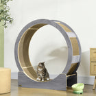 PawHut 36" Cat Wheel with Brake and Scratching Pads - Grey-The scratching pad's inner layer increases friction and satisfies your cat's instincts 