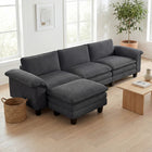 HOMCOM L-Shaped Sectional Couch with Deep Seat and Ottoman - Dark Grey-35.4" wide and 28.3" deep seat offers plenty of space for deep relaxation