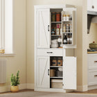 HOMCOM 72" H Kitchen Pantry Cabinet with Barn Doors - White-Door shelves with a guardrail to prevent items from falling 