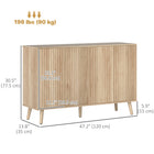 HOMCOM 47.2" L Sideboard Buffet Cabinet with Storage - Oak-Particleboard frame and five pine wood legs support up to 198 lb. (90 kg)