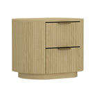 Manhattan Comfort Olivia 26.5" Modern Nightstand - Natural Oak/Gold-Features a Natural Oak Wood Grain Finish with Ribbed Texture
