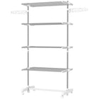 HOMCOM 4-Tier Clothes Drying Rack with Side Wings Wheels for Indoor Outdoor - White-With 25.5 inches (64.8 cm) of space for indoor clothes drying 