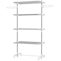 HOMCOM 4-Tier Clothes Drying Rack with Side Wings Wheels for Indoor Outdoor - White-With 25.5 inches (64.8 cm) of space for indoor clothes drying 