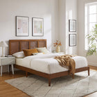 Modway Sirocco Rattan and Wood Queen Platform Bed - Walnut-Rubberwood Frame