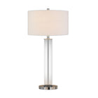 Hudson&Canal Harlow 29" Tall Table Lamp with Fabric Shade - Clear Glass/Polished Nickel/White-Rated for one 60W incandescent bulb - 9W LED bulb, 13W fluorescent (CFL) bulb, or 9W self-ballasted LED bulb, E26-base bulb, Bulb not included
