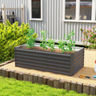 Outsunny Galvanized Raised Garden Bed - Dark Grey-Galvanized steel structure ensures durability and long-lasting performance  
