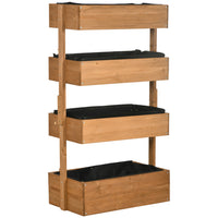 Outsunny 4-Tier Wood Planter Box - 31.5" L x 185" W x 56" H - Orange-Raised planter with four flower boxes to pot your plants 