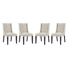 Modway Baronet Fabric Dining Chair - Beige - 4 Pack-Elegant Modern Dining Side Chair