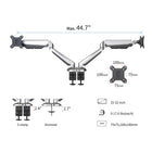 ShoppingAll Adjustable Dual Gas Spring Arm Monitor Desk Mount Stand - Silver-8