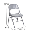 Flash Furniture HERCULES Series Triple Braced & Double Hinged Grey Metal Folding Chair-18 Gauge Steel Frame